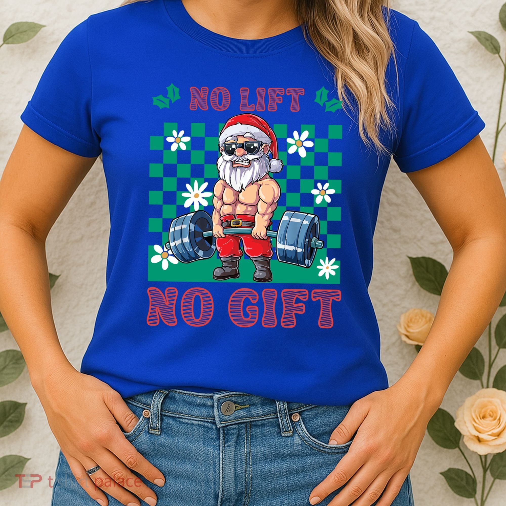 Funny Muscle Santa Lifting Christmas Ugly Christmas Gift Women's T-Shirt