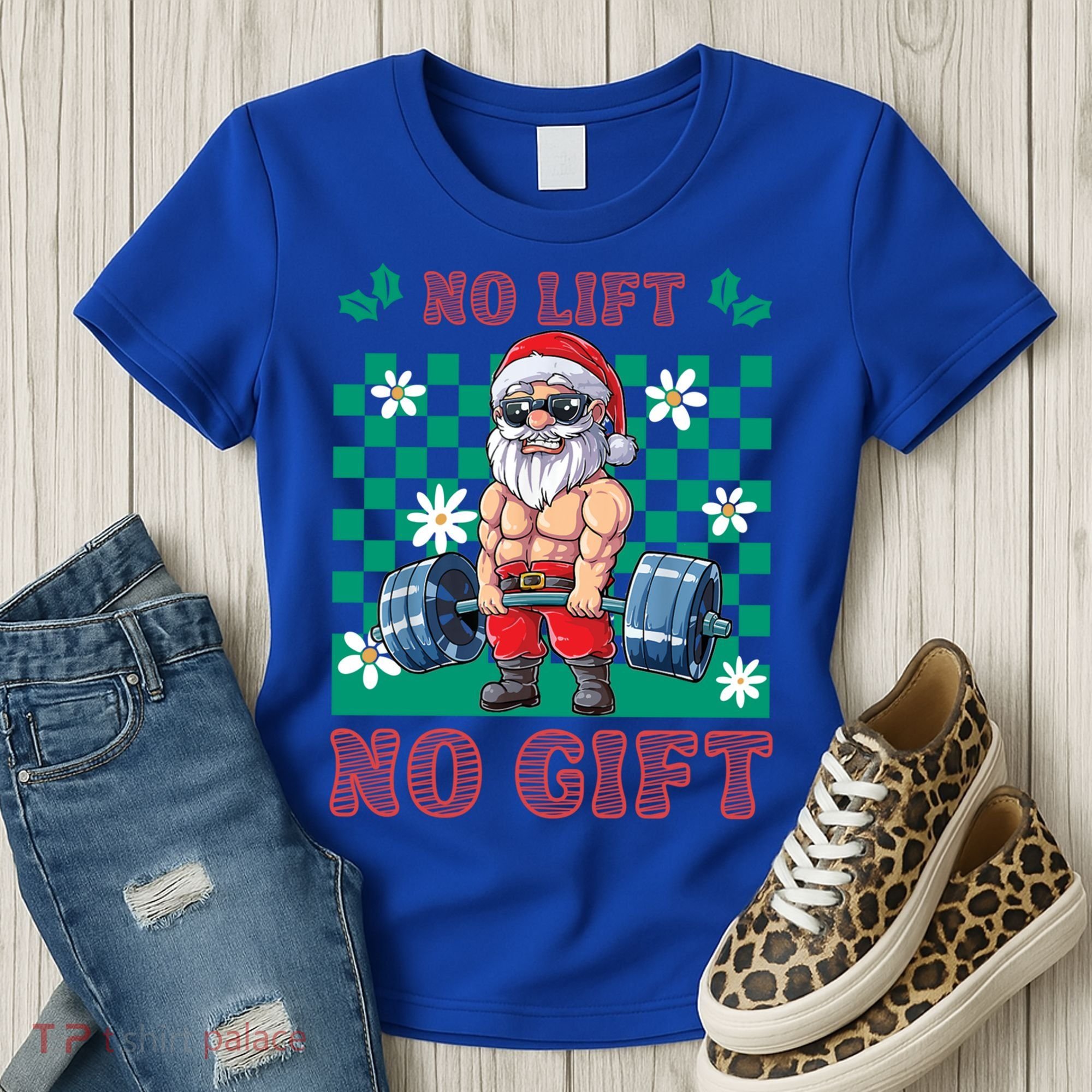 Funny Muscle Santa Lifting Christmas Ugly Christmas Gift Women's T-Shirt