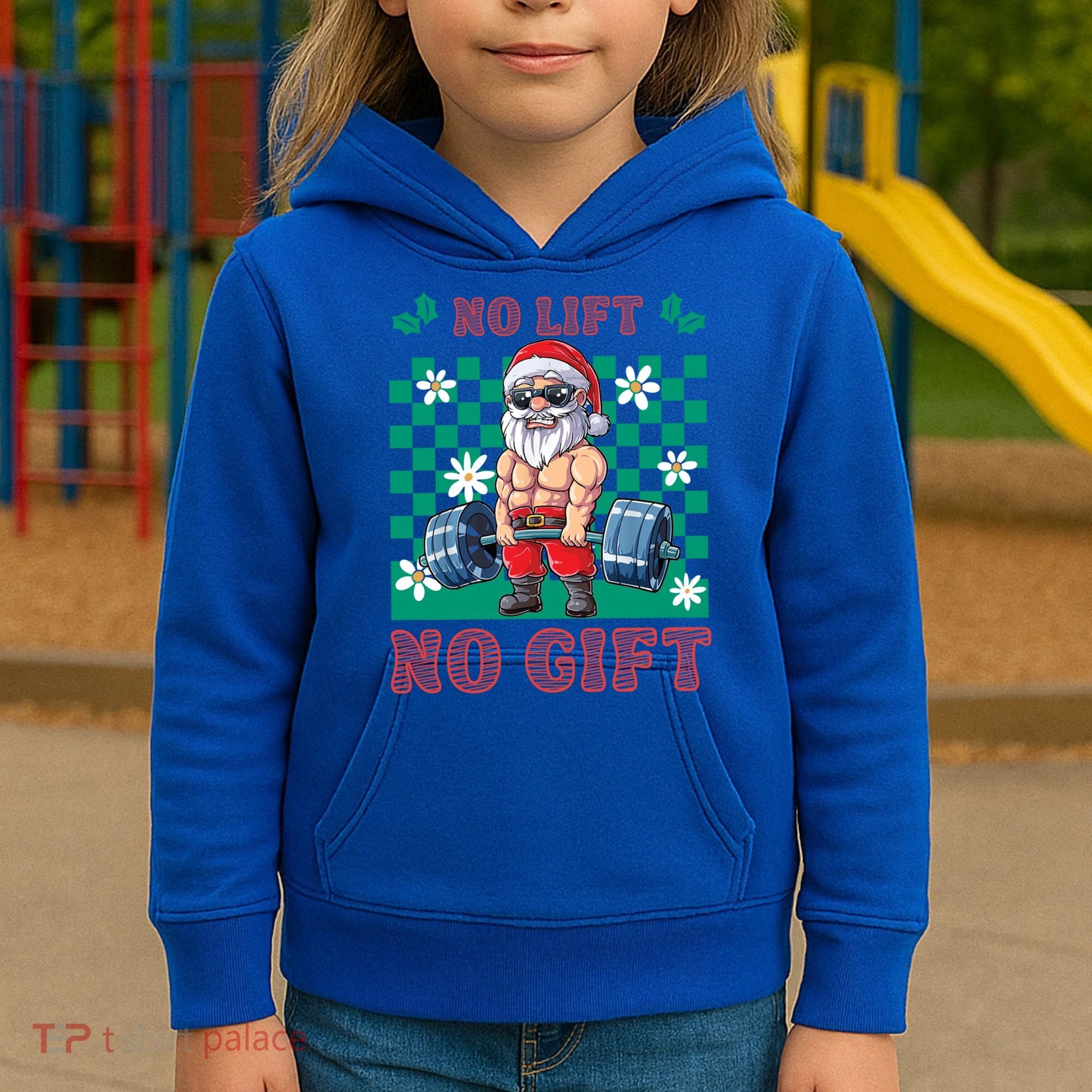 Funny Muscle Santa Lifting Christmas Ugly Christmas Gift Kids Hoodie