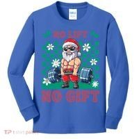 Funny Muscle Santa Lifting Christmas Ugly Christmas Gift Kids Long Sleeve Shirt thumb 0