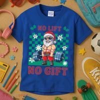 Funny Muscle Santa Lifting Christmas Ugly Christmas Gift Kids T-Shirt thumb 3
