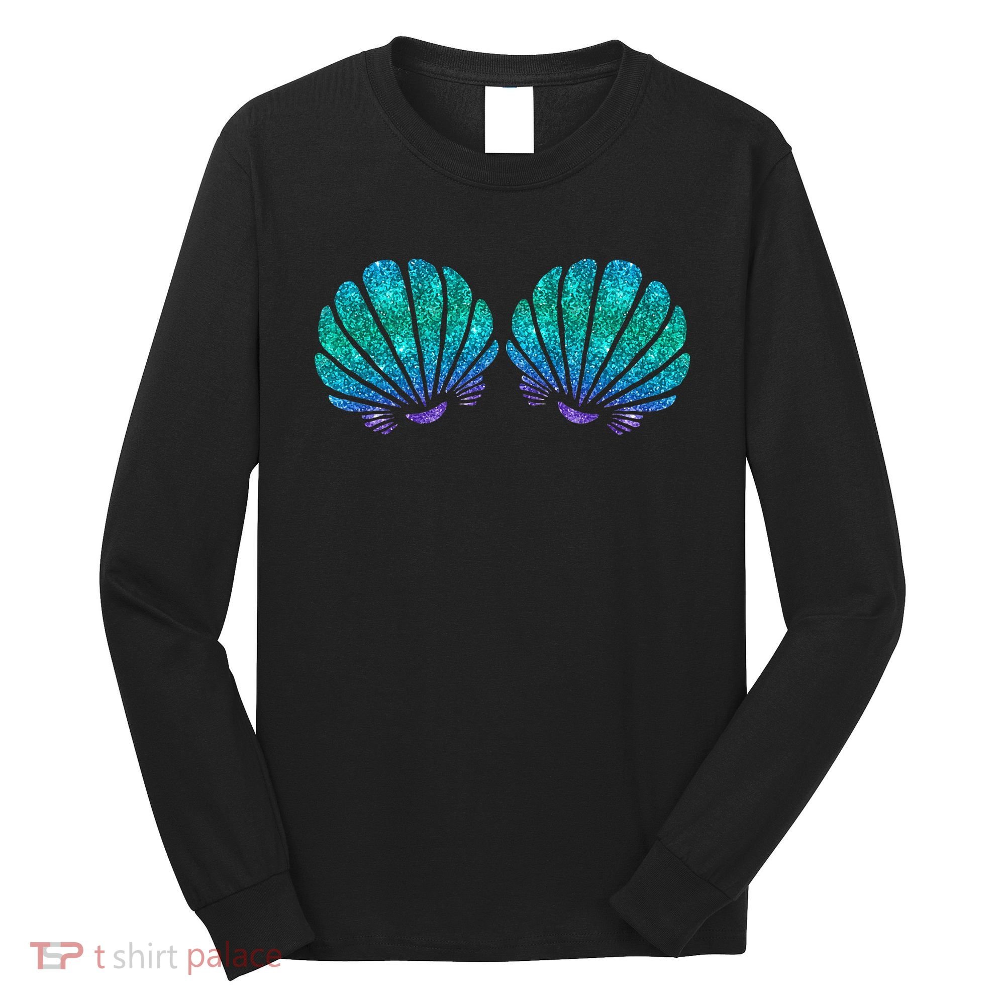 funny Mermaid Sea Shell Bra Costume Long Sleeve Shirt