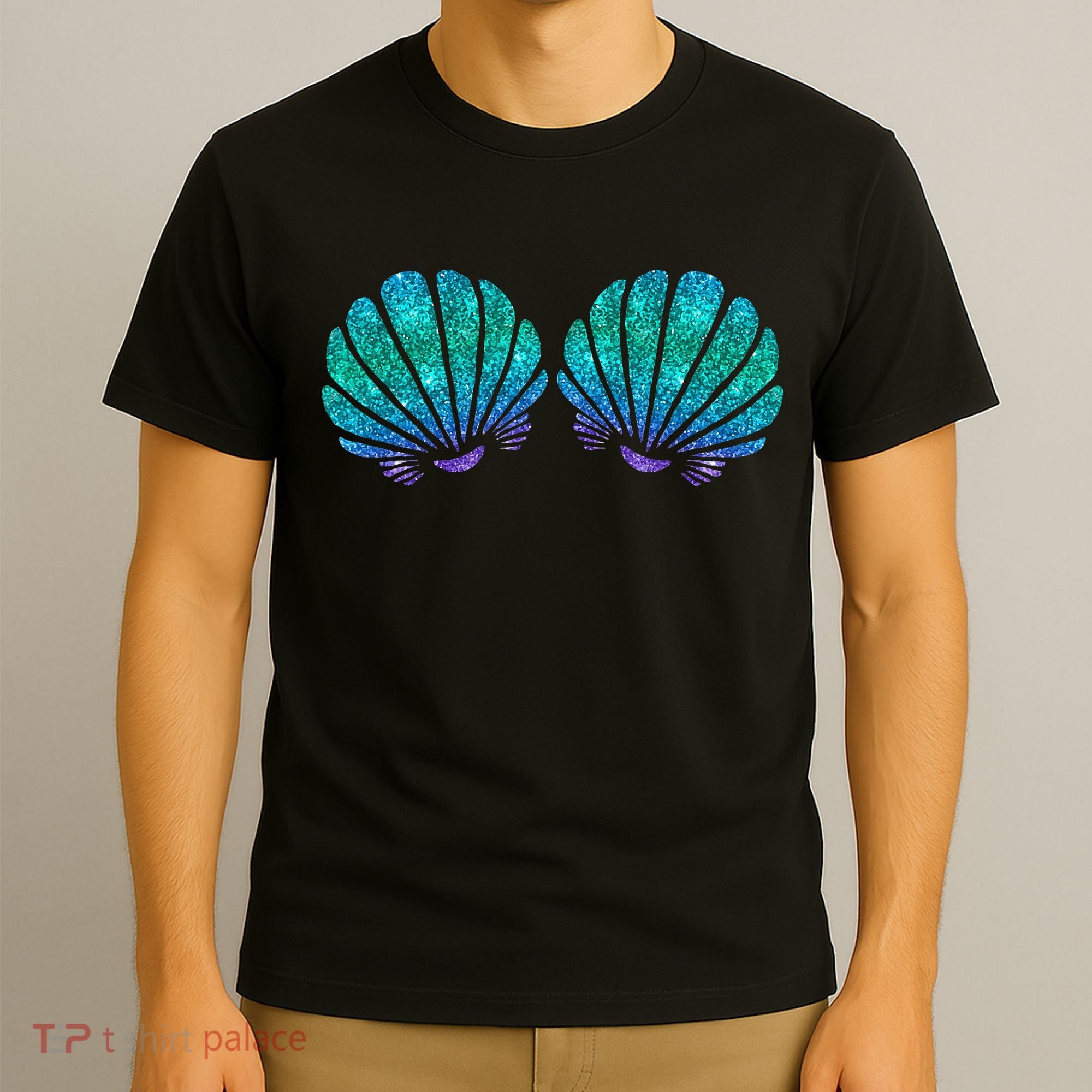 funny Mermaid Sea Shell Bra Costume T-Shirt