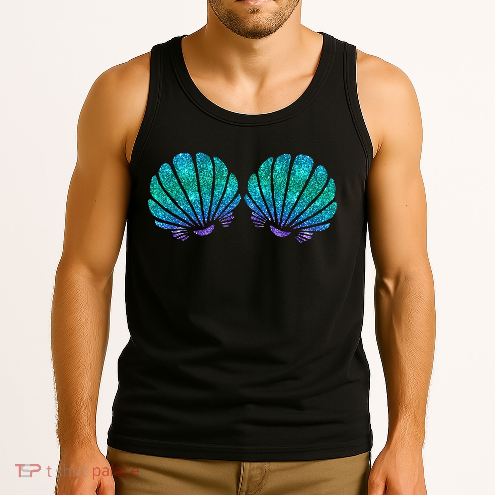 funny Mermaid Sea Shell Bra Costume Tank Top
