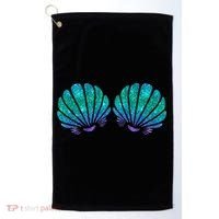 funny Mermaid Sea Shell Bra Costume Golf Towel thumb 0