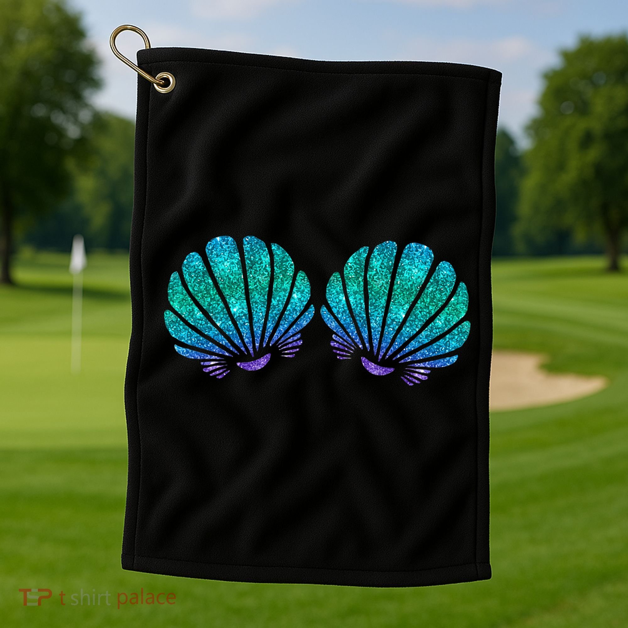 funny Mermaid Sea Shell Bra Costume Golf Towel