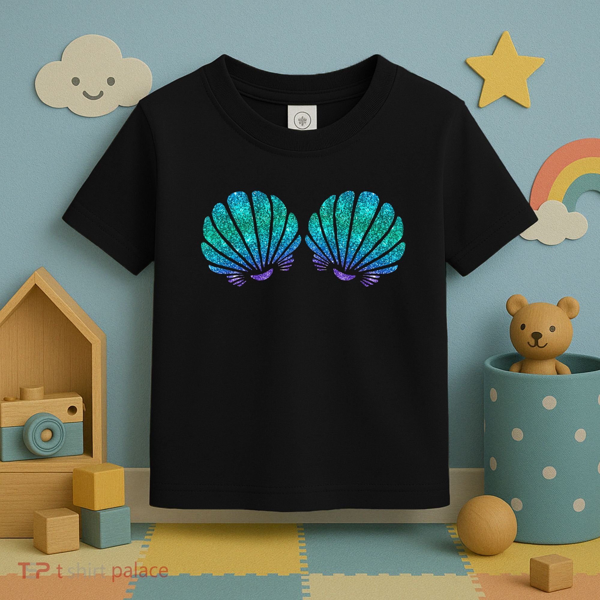 funny Mermaid Sea Shell Bra Costume Toddler T-Shirt