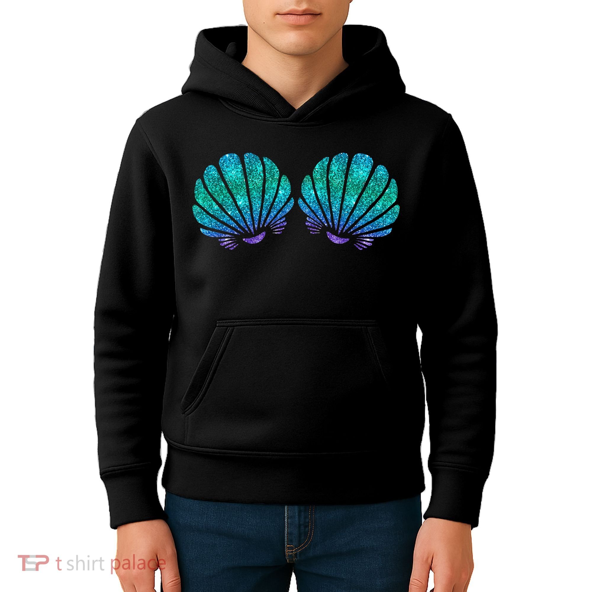 funny Mermaid Sea Shell Bra Costume Kids Hoodie