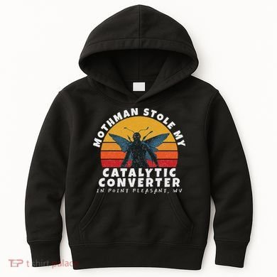 Funny Mothman Stole My Catalytic Converter Mothman Cryptid Kids Hoodie