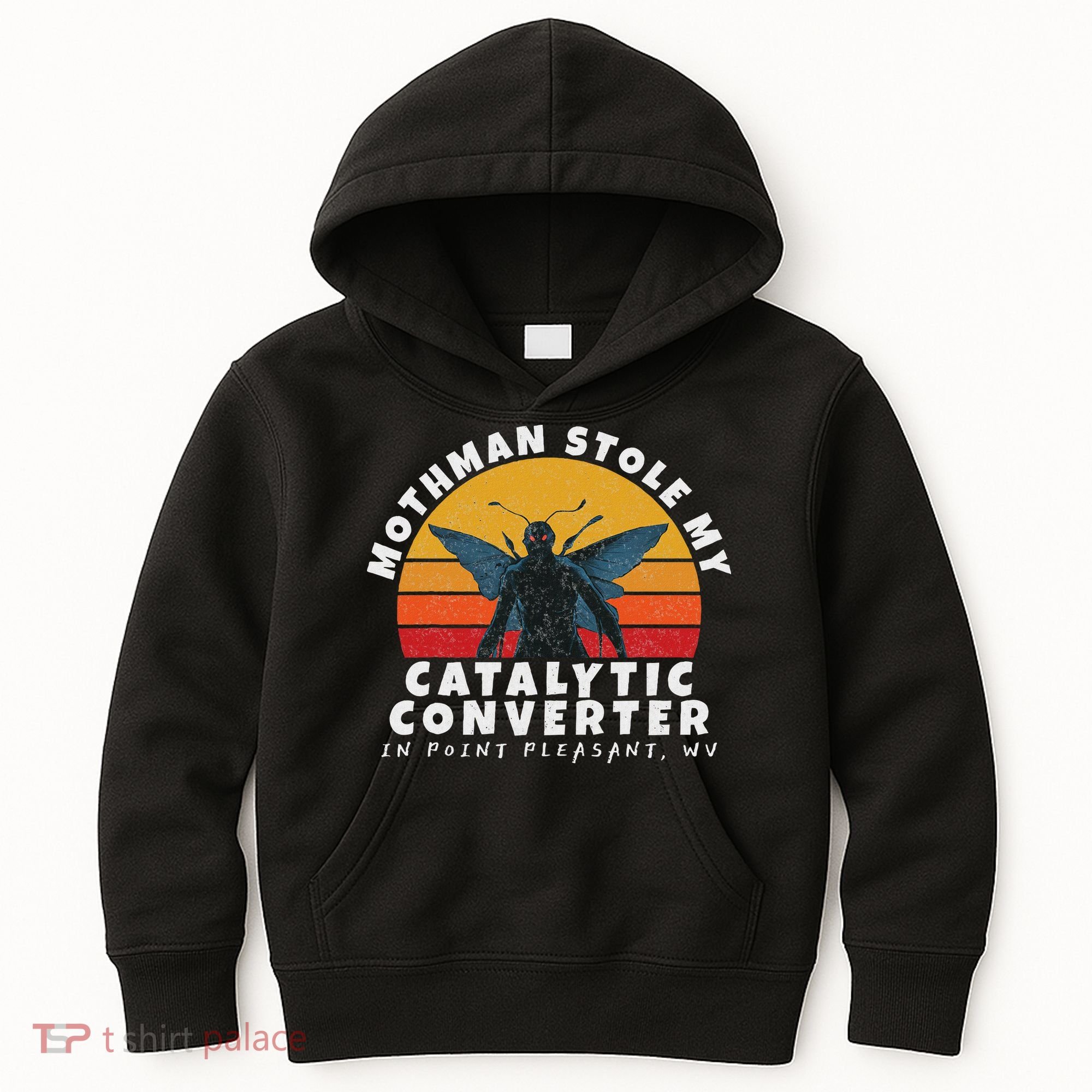 Funny Mothman Stole My Catalytic Converter Mothman Cryptid Kids Hoodie
