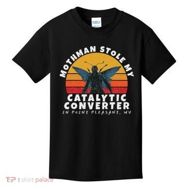 Funny Mothman Stole My Catalytic Converter Mothman Cryptid Kids T-Shirt