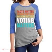 Facts Matter Science Matters Voting Matters Liberal Democrat Women's Tri-Blend 3/4-Sleeve Raglan Shirt thumb 2