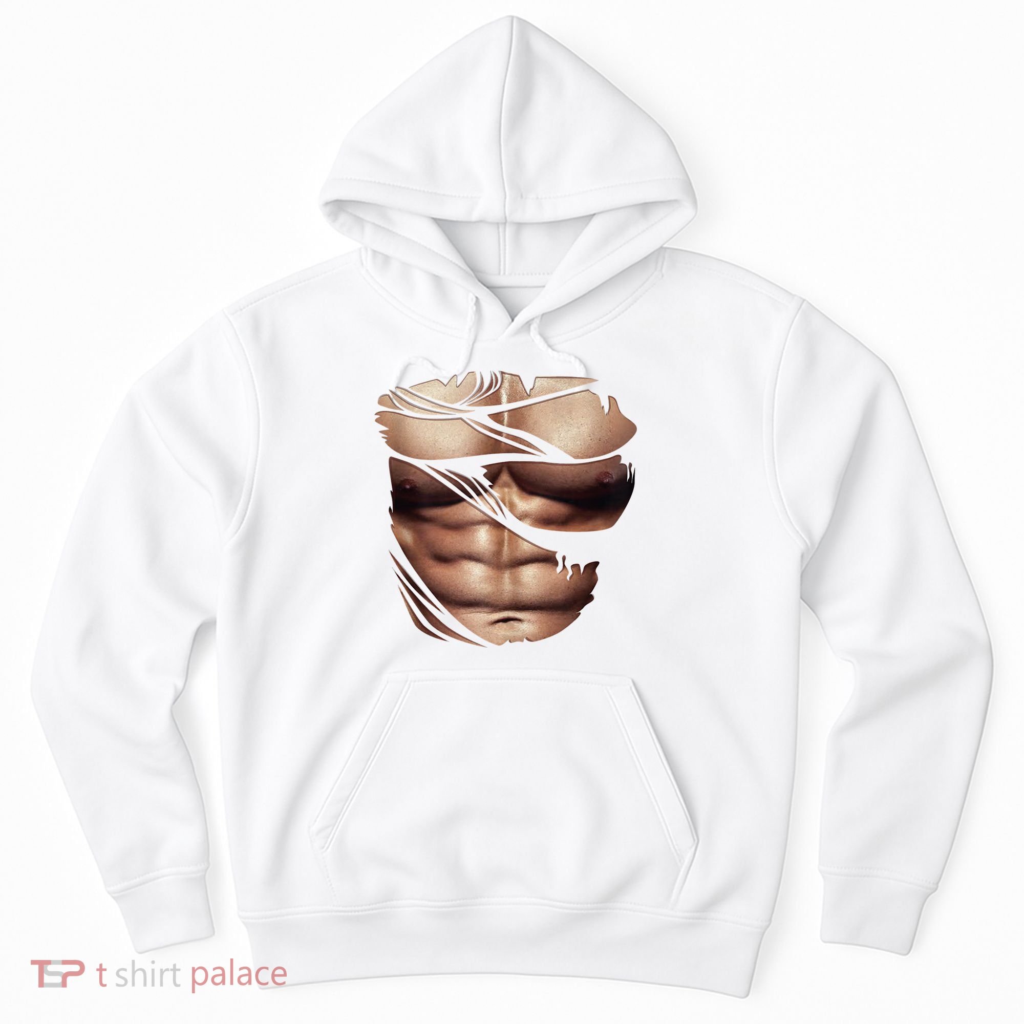Fake Muscles Six Pack Abs Ripped Chest Fake Bodybuilding Hoodie