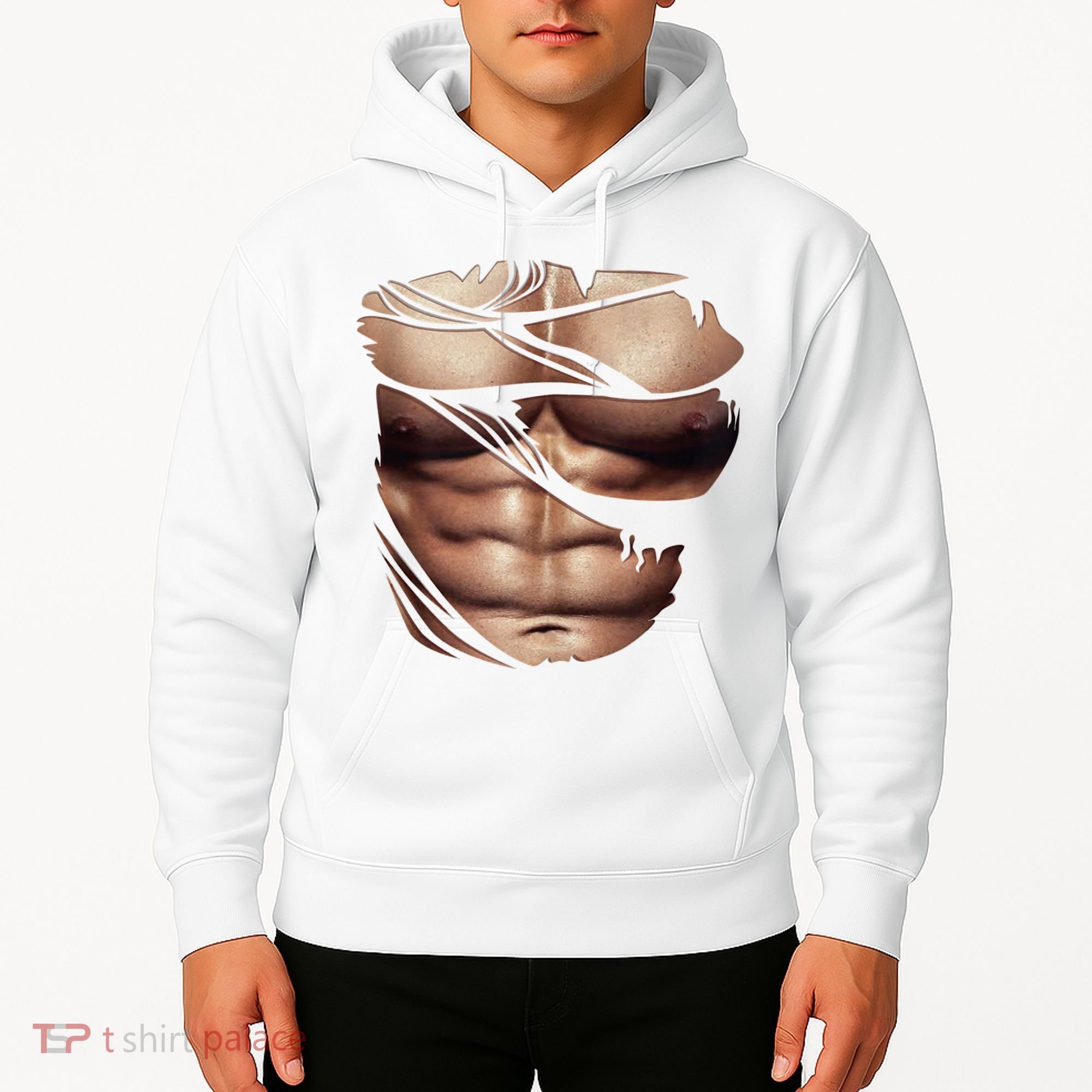 Fake Muscles Six Pack Abs Ripped Chest Fake Bodybuilding Hoodie