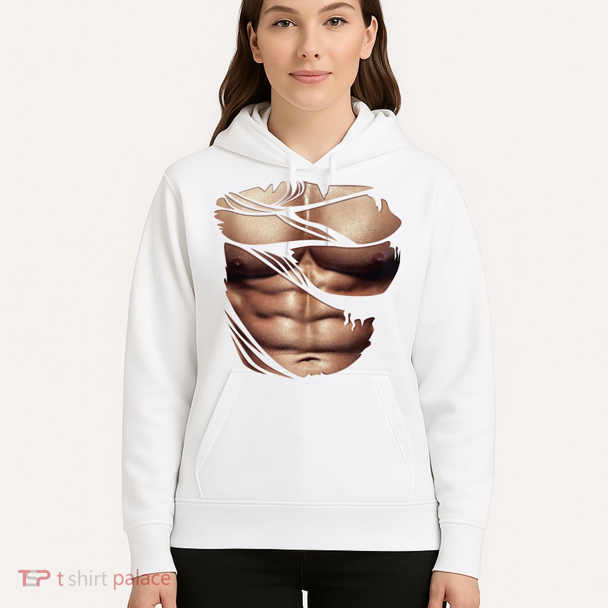 Fake Muscles Six Pack Abs Ripped Chest Fake Bodybuilding Hoodie