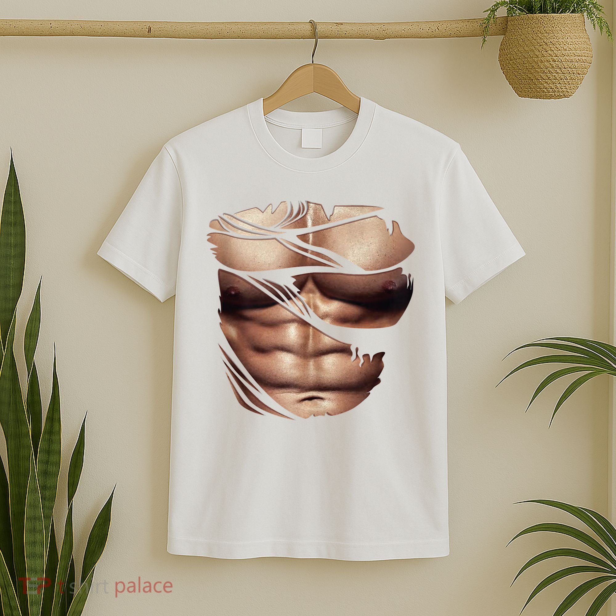 Fake Muscles Six Pack Abs Ripped Chest Fake Bodybuilding T-Shirt