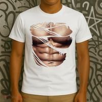 Fake Muscles Six Pack Abs Ripped Chest Fake Bodybuilding T-Shirt thumb 3