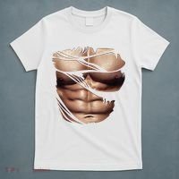 Fake Muscles Six Pack Abs Ripped Chest Fake Bodybuilding T-Shirt thumb 5