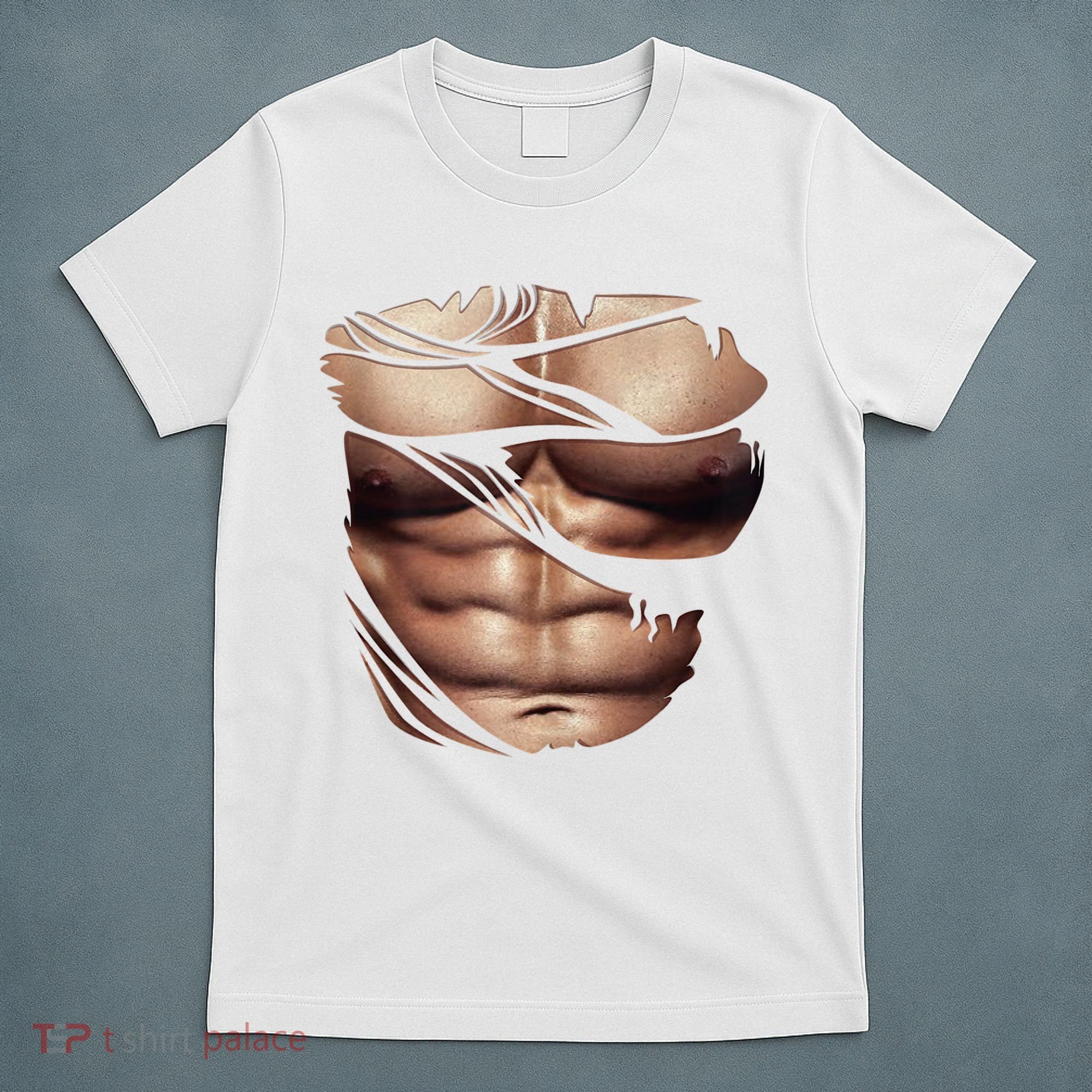 Fake Muscles Six Pack Abs Ripped Chest Fake Bodybuilding T-Shirt