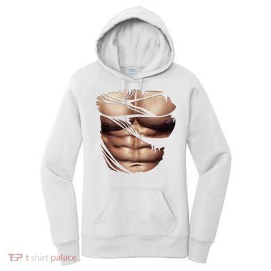 Fake Muscles Six Pack Abs Ripped Chest Fake Bodybuilding Women's Hoodie
