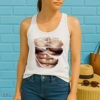 Fake Muscles Six Pack Abs Ripped Chest Fake Bodybuilding Women's Tank Top thumb 2