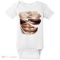 Fake Muscles Six Pack Abs Ripped Chest Fake Bodybuilding Baby Bodysuit thumb 0
