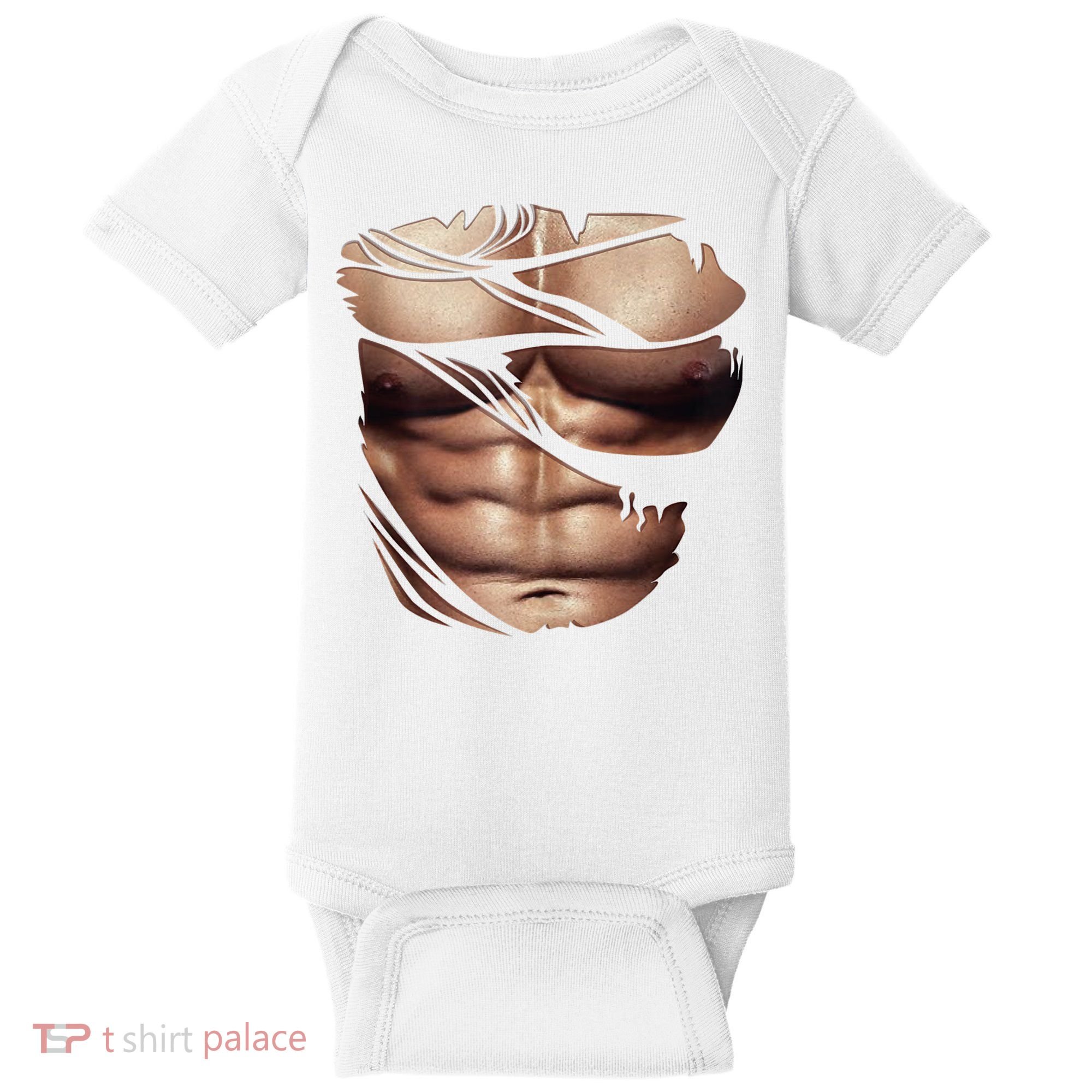 Fake Muscles Six Pack Abs Ripped Chest Fake Bodybuilding Baby Bodysuit