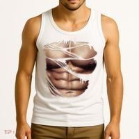 Fake Muscles Six Pack Abs Ripped Chest Fake Bodybuilding Tank Top thumb 3