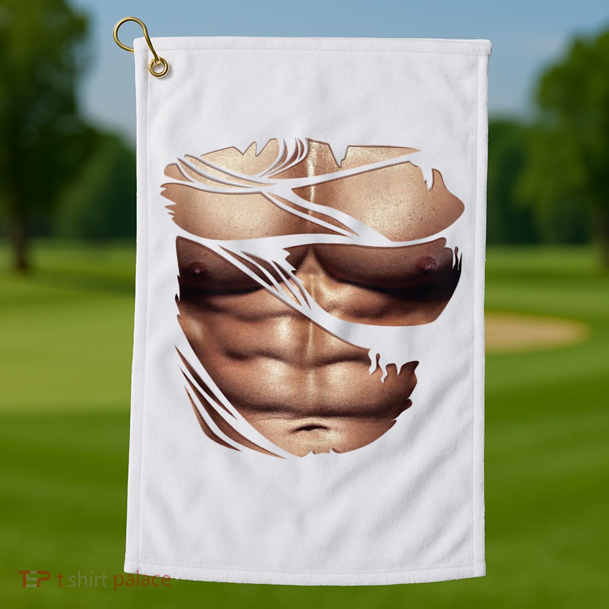 Fake Muscles Six Pack Abs Ripped Chest Fake Bodybuilding Golf Towel