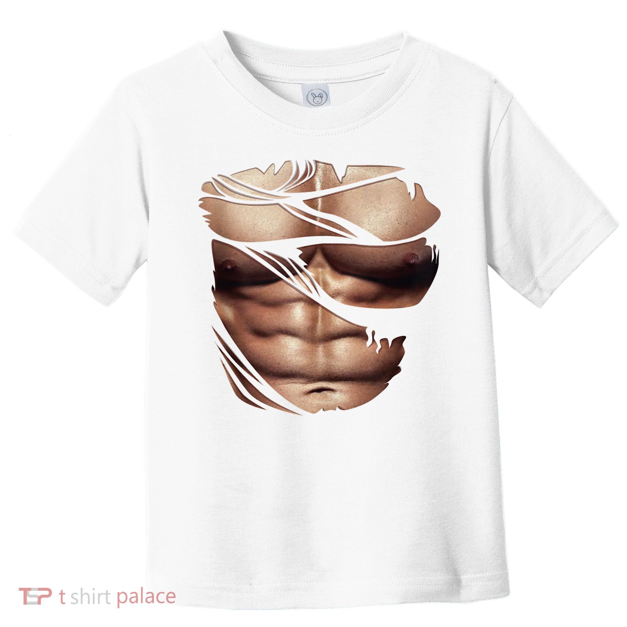 Fake Muscles Six Pack Abs Ripped Chest Fake Bodybuilding Toddler T-Shirt