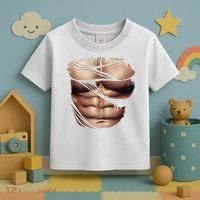 Fake Muscles Six Pack Abs Ripped Chest Fake Bodybuilding Toddler T-Shirt thumb 3
