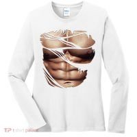 Fake Muscles Six Pack Abs Ripped Chest Fake Bodybuilding Women's Long Sleeve Shirt thumb 0