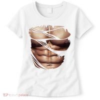Fake Muscles Six Pack Abs Ripped Chest Fake Bodybuilding Women's T-Shirt thumb 0