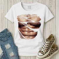Fake Muscles Six Pack Abs Ripped Chest Fake Bodybuilding Women's T-Shirt thumb 3