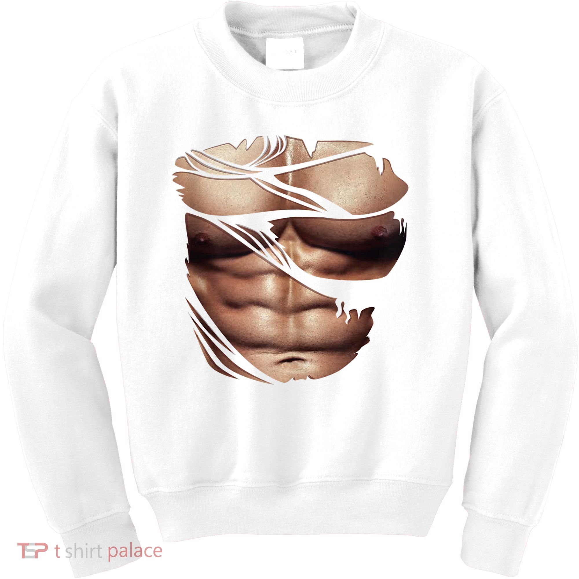 Fake Muscles Six Pack Abs Ripped Chest Fake Bodybuilding Kids Sweatshirt