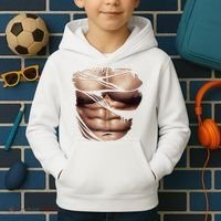 Fake Muscles Six Pack Abs Ripped Chest Fake Bodybuilding Kids Hoodie thumb 2