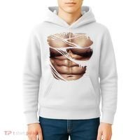Fake Muscles Six Pack Abs Ripped Chest Fake Bodybuilding Kids Hoodie thumb 4