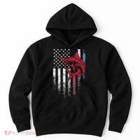 Fishing Marlin Swordfish Fish 4th of July American Flag USA Hoodie thumb 0