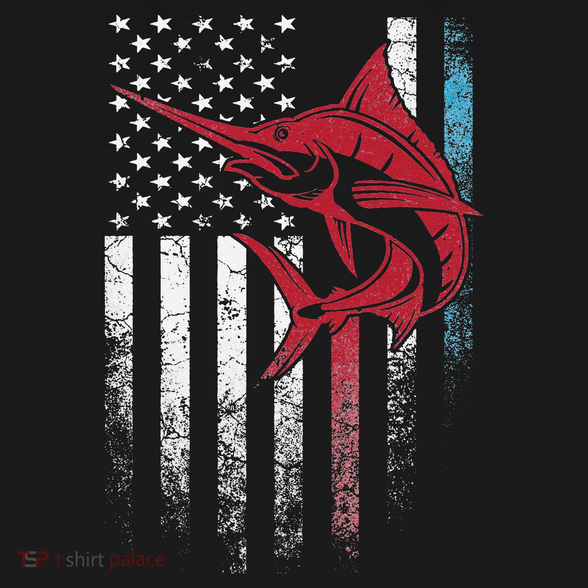 Fishing Marlin Swordfish Fish 4th of July American Flag USA Sweatshirt