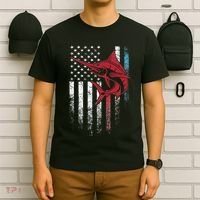Fishing Marlin Swordfish Fish 4th of July American Flag USA T-Shirt thumb 6