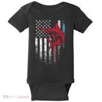 Fishing Marlin Swordfish Fish 4th of July American Flag USA Baby Bodysuit thumb 0