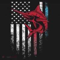 Fishing Marlin Swordfish Fish 4th of July American Flag USA Baby Bodysuit thumb 2