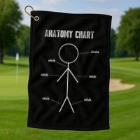 Funny Medical Student Gift Sarcastic Anatomy Of Stickman Golf Towel thumb 1