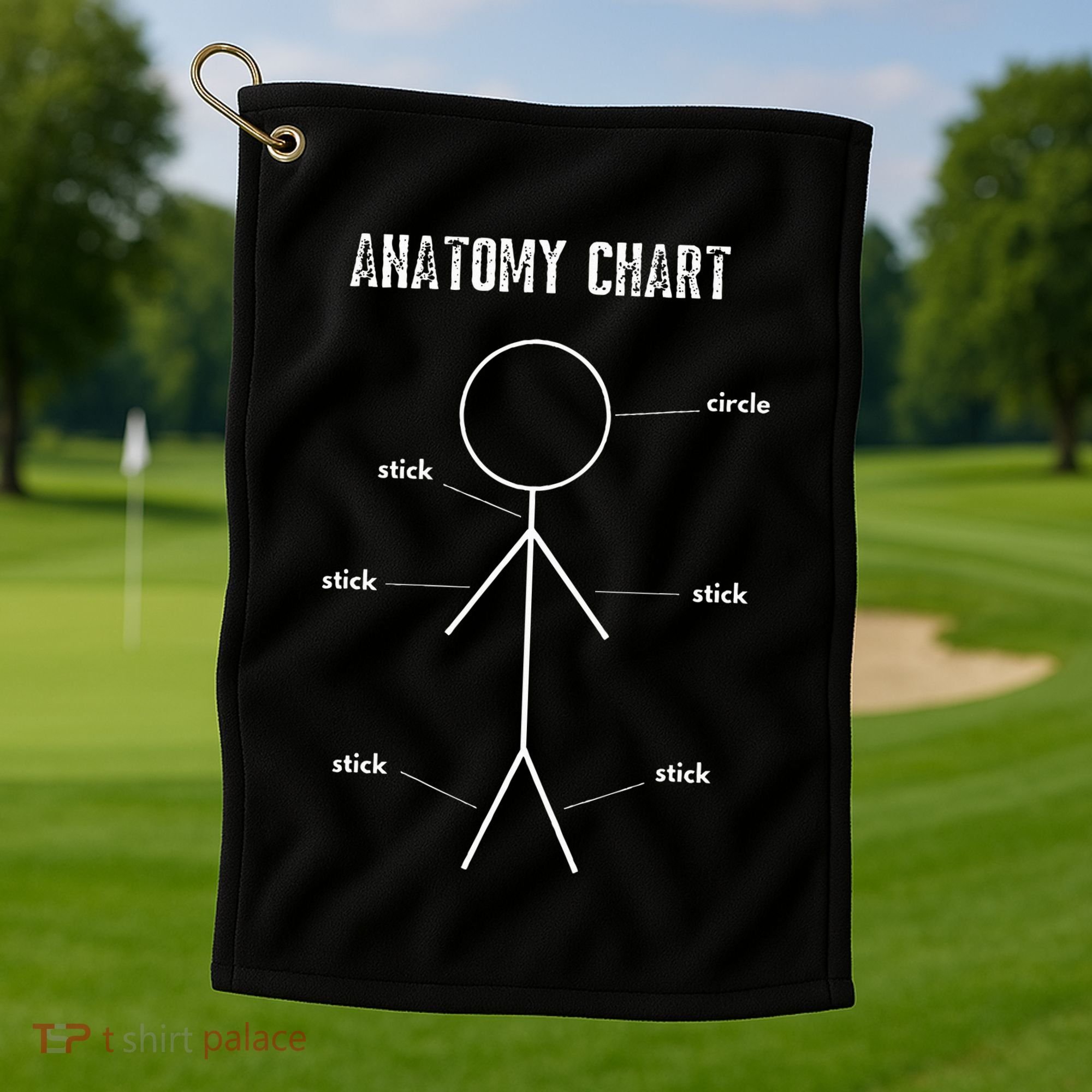 Funny Medical Student Gift Sarcastic Anatomy Of Stickman Golf Towel