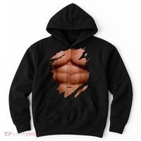 Fake Muscles Six Pack Abs Ripped Chest Fake Bodybuilding Hoodie thumb 0