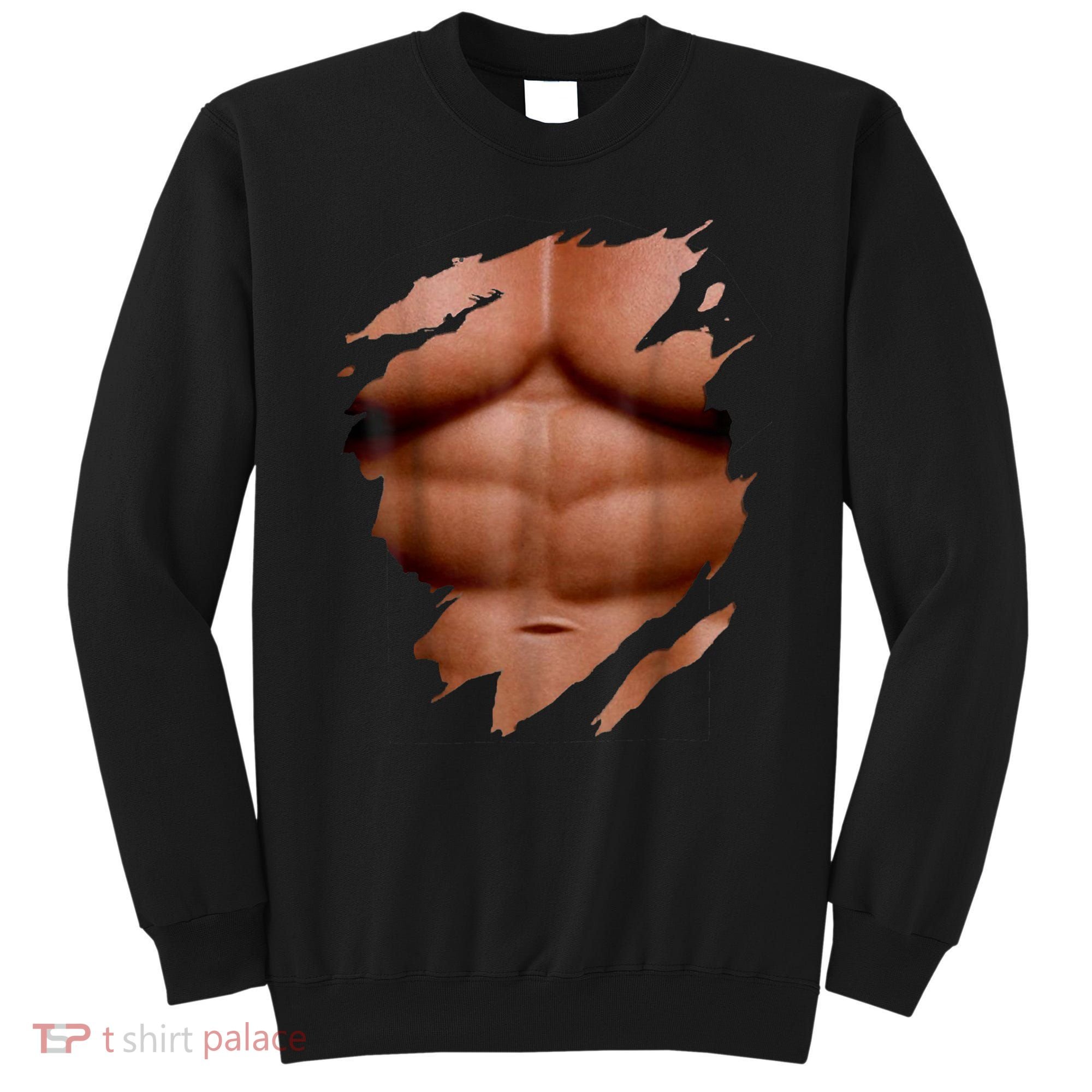 Fake Muscles Six Pack Abs Ripped Chest Fake Bodybuilding Sweatshirt