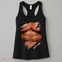 Fake Muscles Six Pack Abs Ripped Chest Fake Bodybuilding Women's Tank Top thumb 3