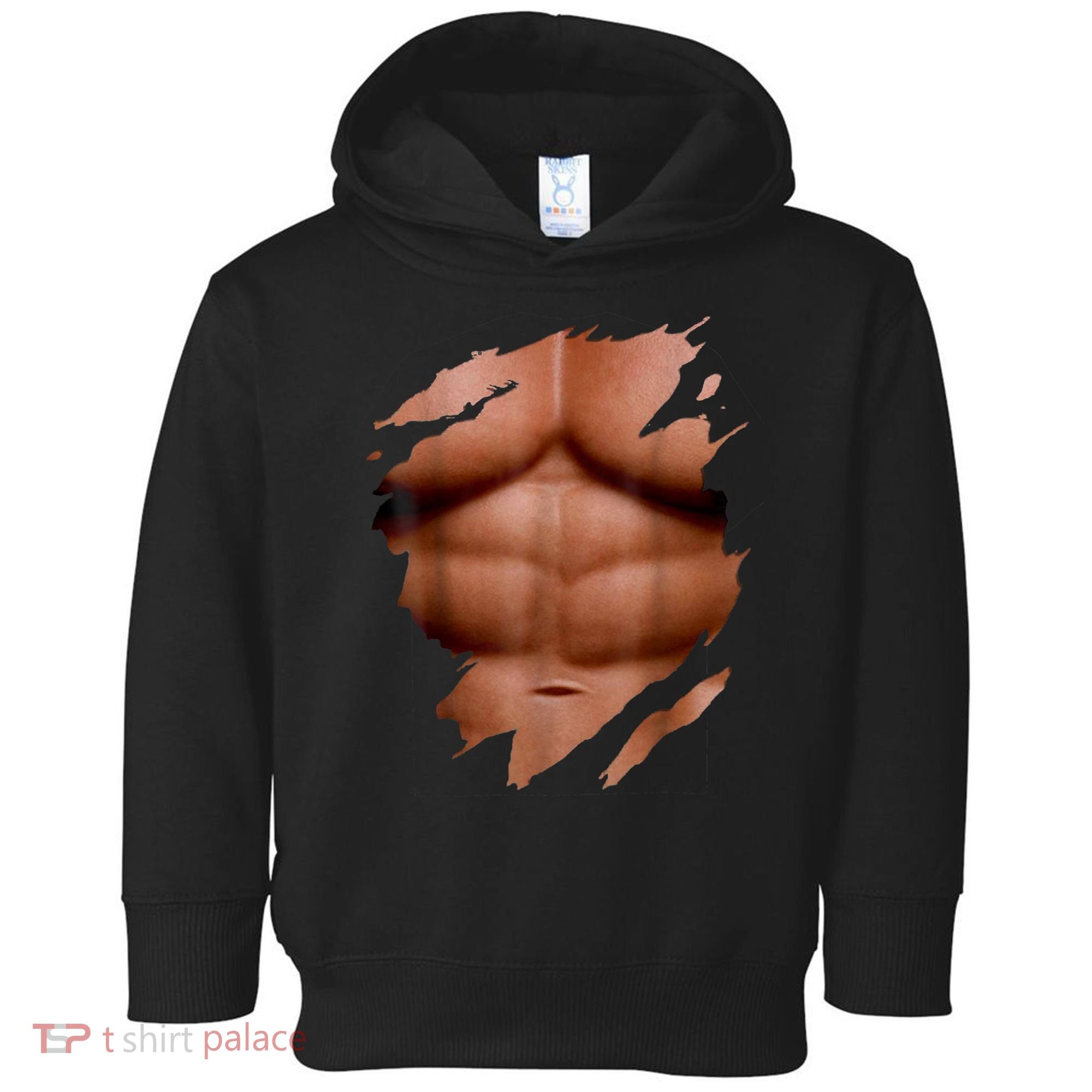 Fake Muscles Six Pack Abs Ripped Chest Fake Bodybuilding Toddler Hoodie