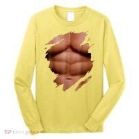 Fake Muscles Six Pack Abs Ripped Chest Fake Bodybuilding Long Sleeve Shirt thumb 0