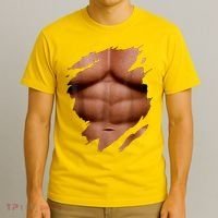 Fake Muscles Six Pack Abs Ripped Chest Fake Bodybuilding T-Shirt thumb 3